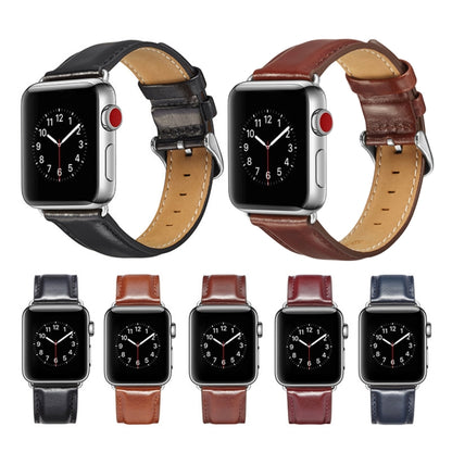 For Apple Watch Series 7 45mm / 6 & SE & 5 & 4 44mm / 3 & 2 & 1 42mm Crazy Horse Texture Top-grain Leather Watch Band(Light Brown) by bashfashion