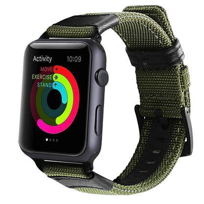 For Apple Watch Series 7 41mm / 6 & SE & 5 & 4 40mm / 3 & 2 & 1 38mm Nylon Watch Band(Army Green) by bashfashion