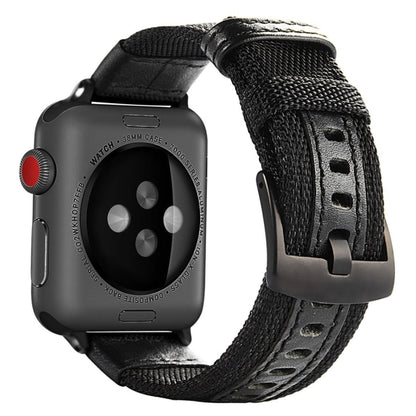 For Apple Watch Series 7 45mm / 6 & SE & 5 & 4 44mm / 3 & 2 & 1 42mm Nylon Watch Band(Black) by bashfashion