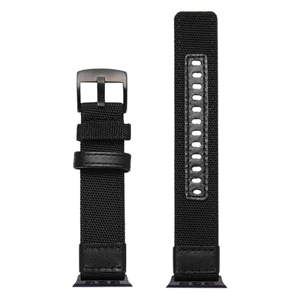 For Apple Watch Series 7 45mm / 6 & SE & 5 & 4 44mm / 3 & 2 & 1 42mm Nylon Watch Band(Black) by bashfashion