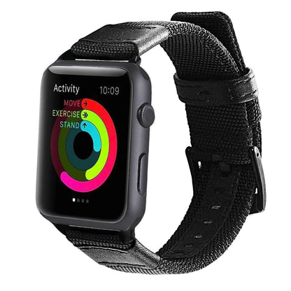For Apple Watch Series 7 45mm / 6 & SE & 5 & 4 44mm / 3 & 2 & 1 42mm Nylon Watch Band(Black) by bashfashion