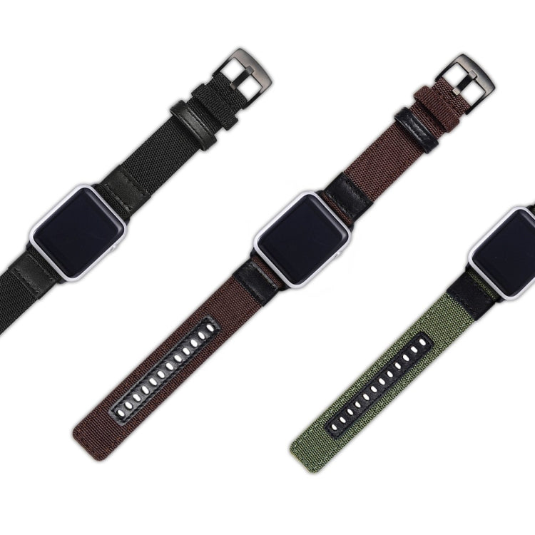 For Apple Watch Series 7 45mm / 6 & SE & 5 & 4 44mm / 3 & 2 & 1 42mm Nylon Watch Band(Black) by bashfashion