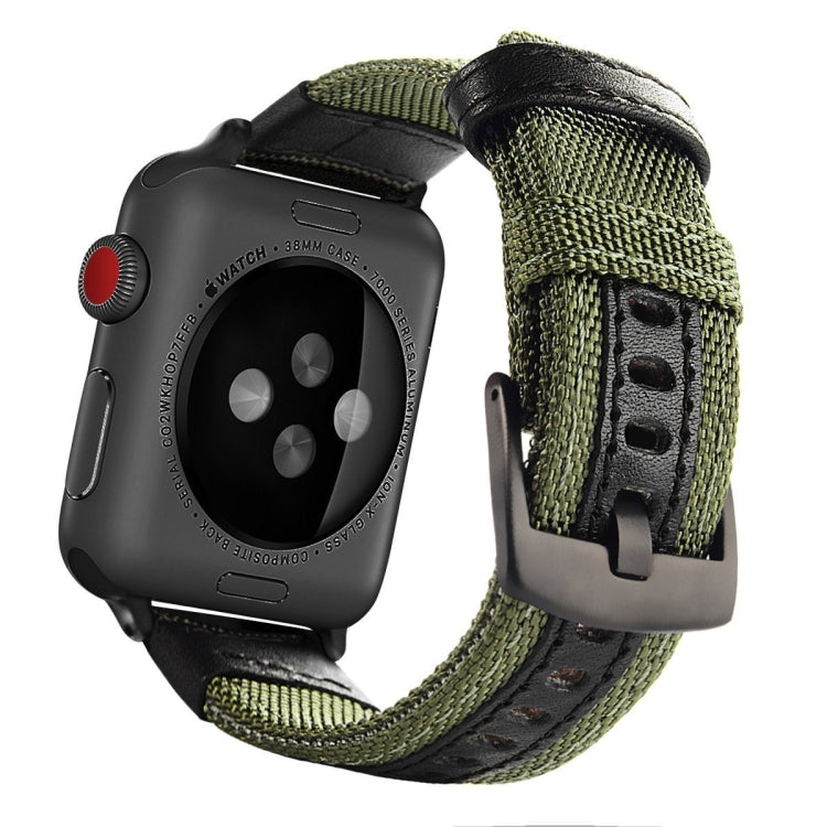 For Apple Watch Series 7 45mm / 6 & SE & 5 & 4 44mm / 3 & 2 & 1 42mm Nylon Watch Band(Army Green) by bashfashion