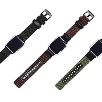 For Apple Watch Series 7 45mm / 6 & SE & 5 & 4 44mm / 3 & 2 & 1 42mm Nylon Watch Band(Army Green) by bashfashion