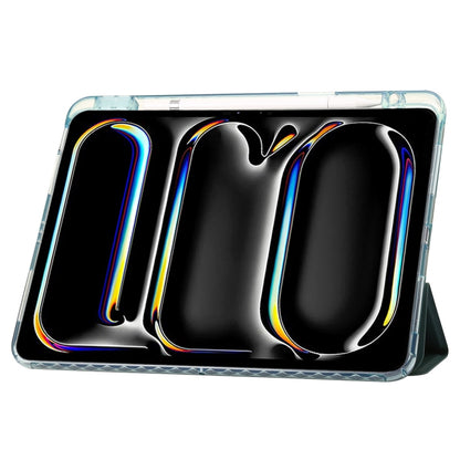 For iPad Pro 13 2025 / 2024 Clear Acrylic 3-Fold Leather Tablet Case(Dark Green) by bashfashion