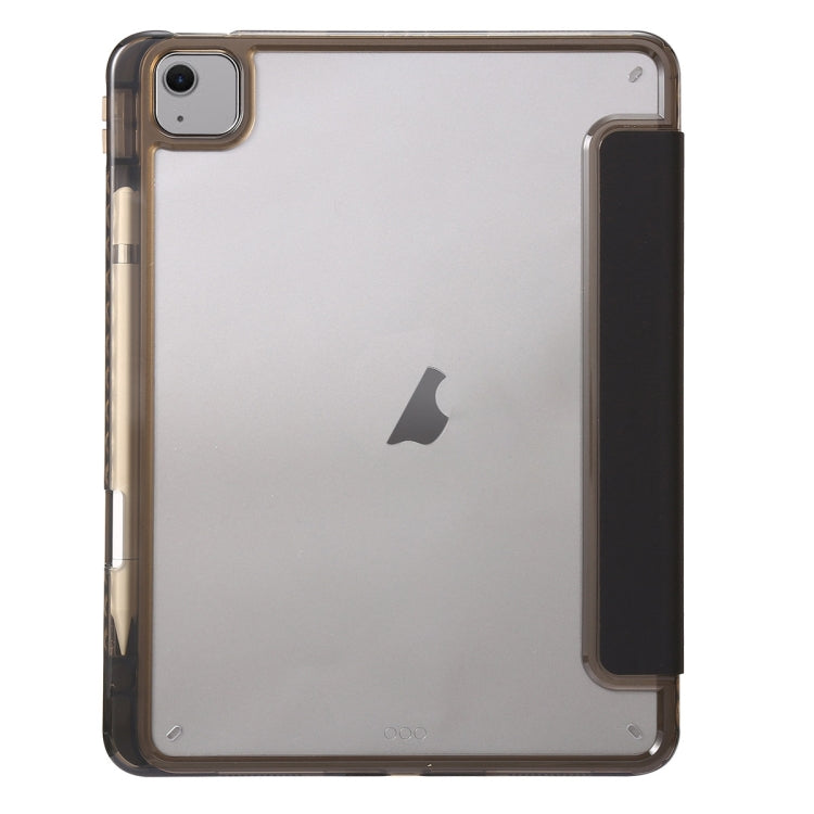 For iPad Air 11 2025 / 2024 Clear Acrylic 3-Fold Leather Tablet Case(Black) by bashfashion