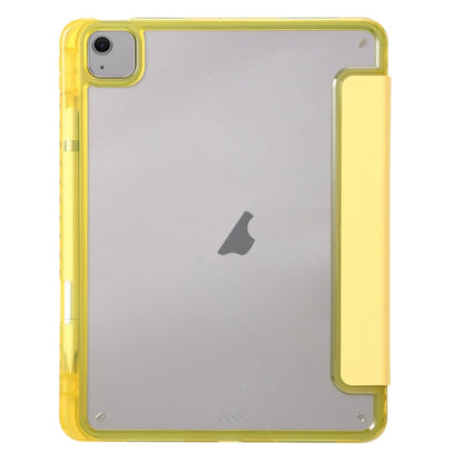 For iPad Air 13 2025 / 2024 Clear Acrylic 3-Fold Leather Tablet Case(Yellow) by bashfashion