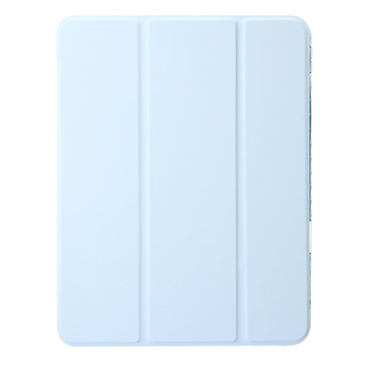 For iPad Pro 11 2025 / 2024 Clear Acrylic 3-Fold Leather Tablet Case(Ice Blue) by bashfashion