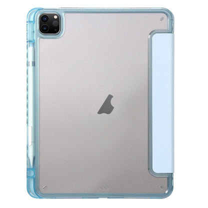 For iPad Pro 11 2025 / 2024 Clear Acrylic 3-Fold Leather Tablet Case(Ice Blue) by bashfashion