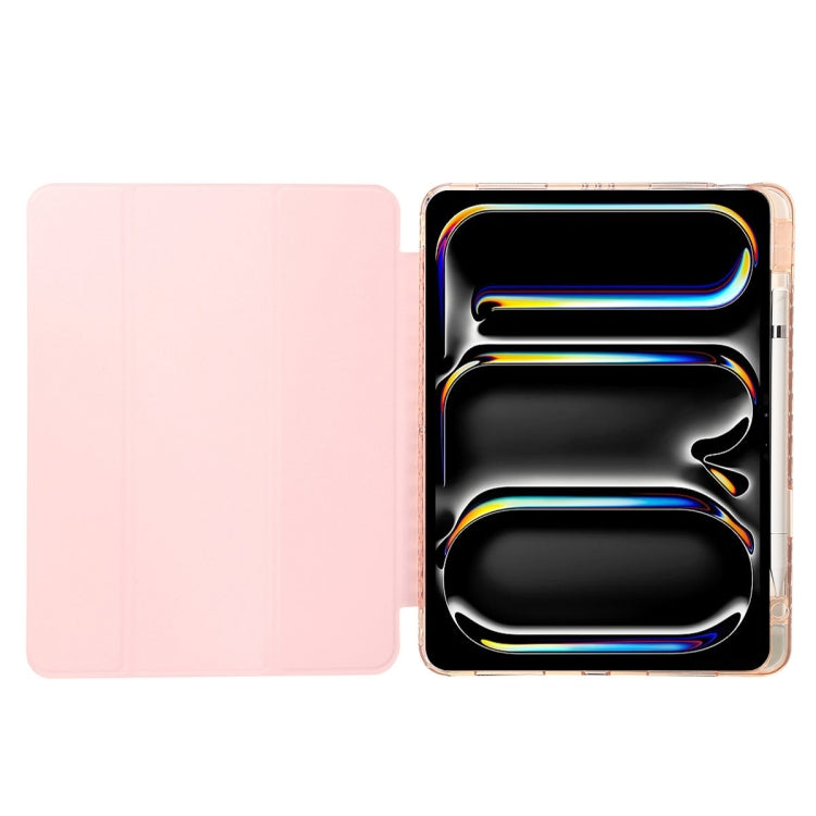 For iPad Pro 13 2025 / 2024 Clear Acrylic 3-Fold Leather Tablet Case(Dark Green) by bashfashion