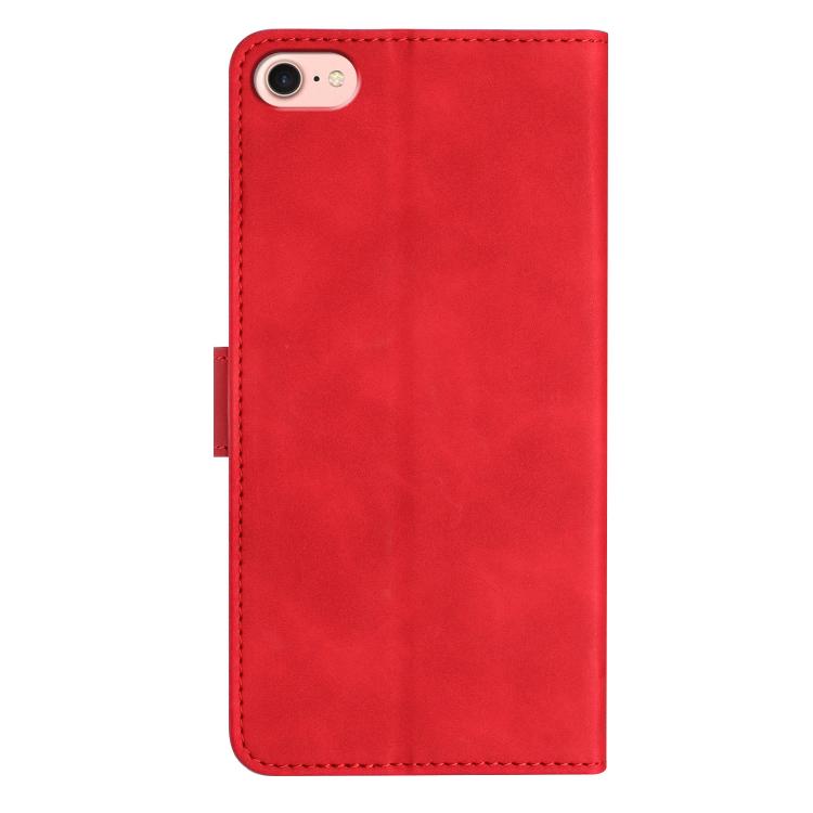 For iPhone 16e Seven Butterflies Embossed Leather Phone Case(Red) by bashfashion