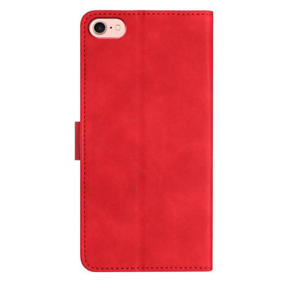 For iPhone 16e Seven Butterflies Embossed Leather Phone Case(Red) by bashfashion