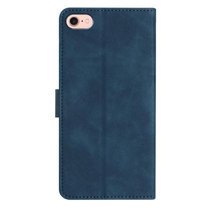 For iPhone 16e Seven Butterflies Embossed Leather Phone Case(Blue) by bashfashion