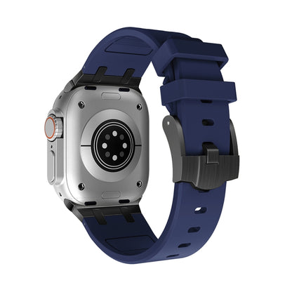 AP Silicone Watch Band For Apple Watch 7 45mm(Black Blue) by bashfashion