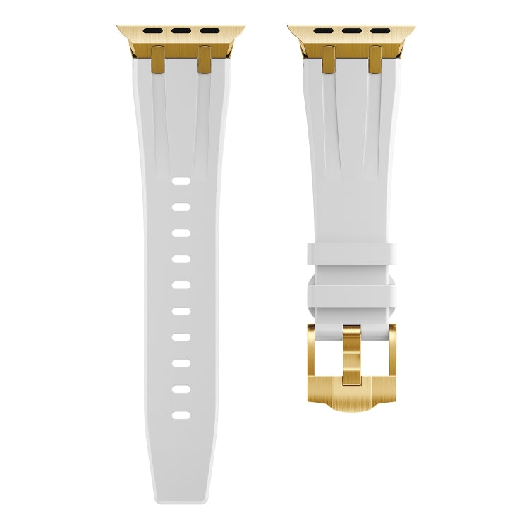 AP Silicone Watch Band For Apple Watch 9 45mm(Gold White) by bashfashion