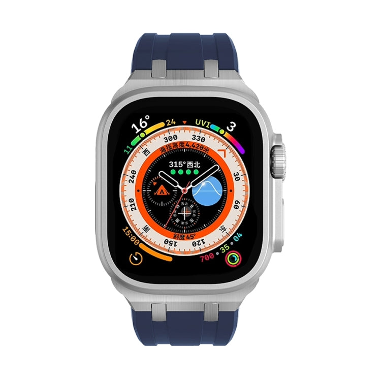 AP Silicone Watch Band For Apple Watch 9 41mm(Silver Blue) by bashfashion