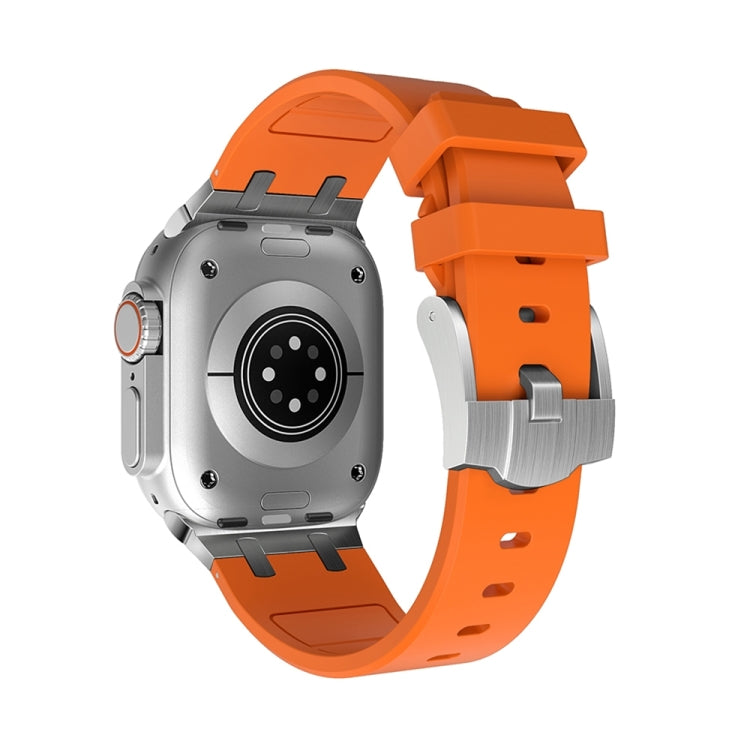 AP Silicone Watch Band For Apple Watch 9 41mm(Silver Orange) by bashfashion