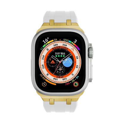 AP Silicone Watch Band For Apple Watch 9 41mm(Gold White) by bashfashion