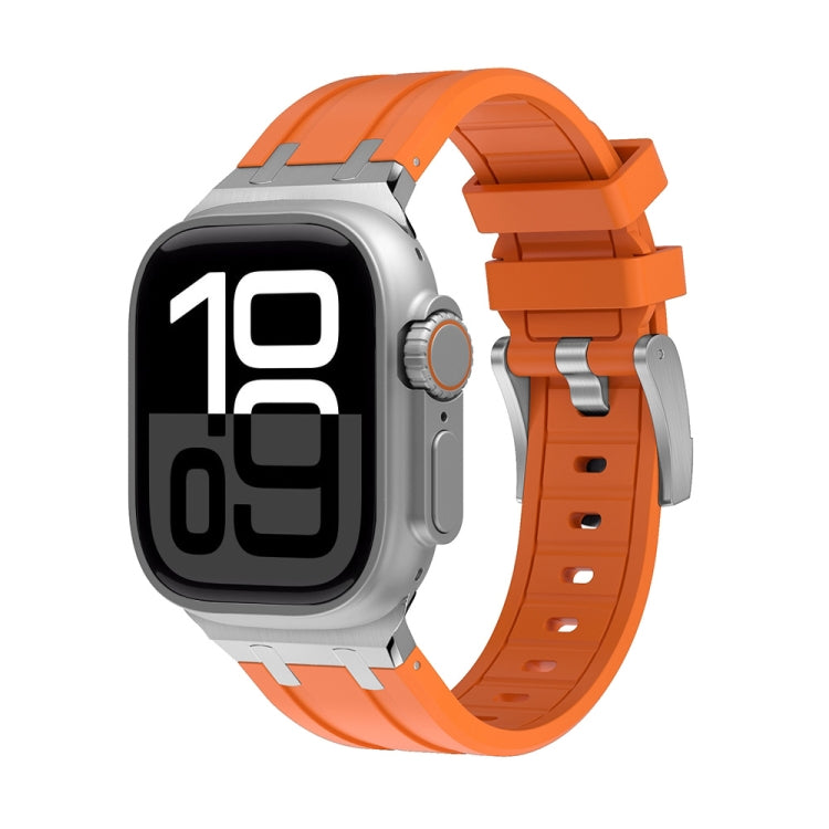 AP Silicone Watch Band For Apple Watch Series 10 46mm(Silver Orange) by bashfashion