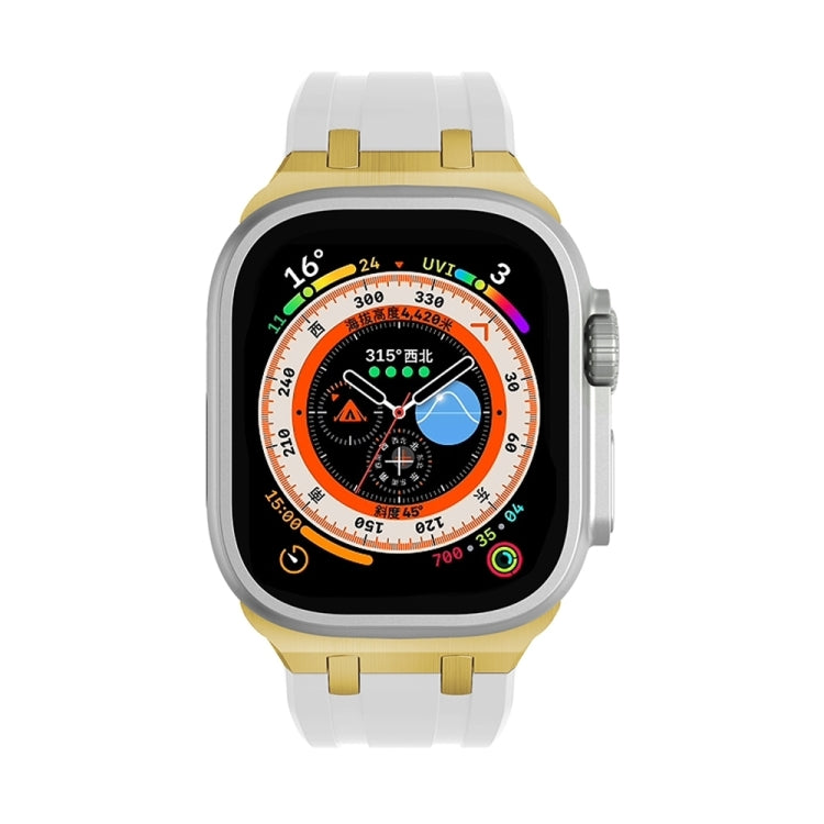 AP Silicone Watch Band For Apple Watch Series 10 46mm(Gold White) by bashfashion