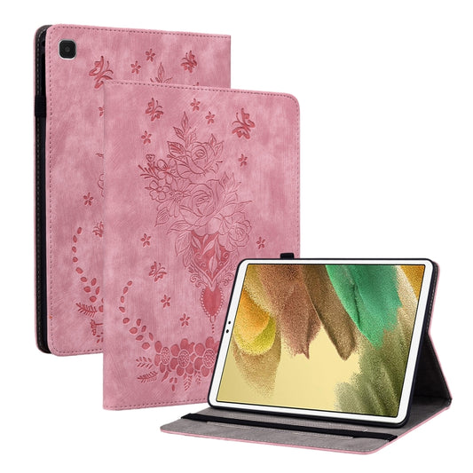 For Samsung Galaxy A7 Lite T220 / T225 Butterfly Rose Embossed Leather Tablet Case(Pink) by bashfashion