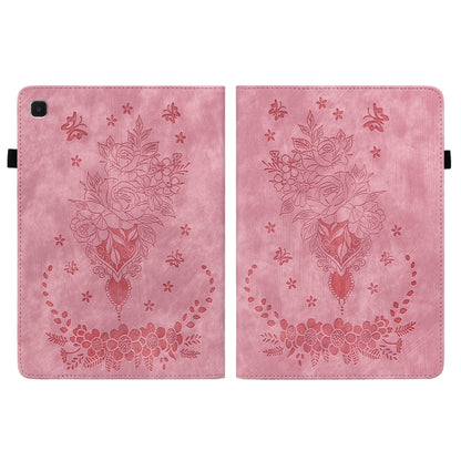 For Samsung Galaxy A7 Lite T220 / T225 Butterfly Rose Embossed Leather Tablet Case(Pink) by bashfashion