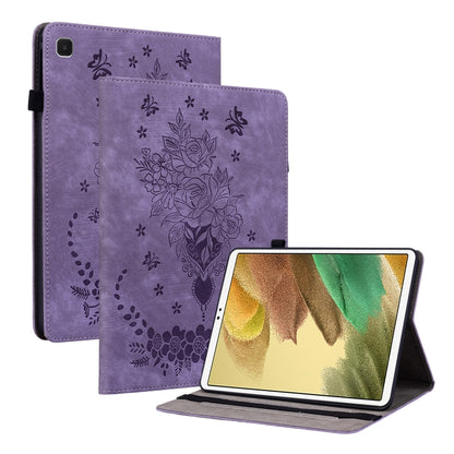 For Samsung Galaxy A7 Lite T220 / T225 Butterfly Rose Embossed Leather Tablet Case(Purple) by bashfashion