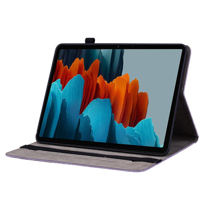 For Samsung Galaxy Tab S7 / S8 Butterfly Rose Embossed Leather Tablet Case(Purple) by bashfashion