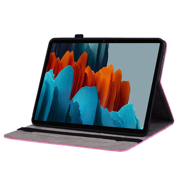 For Samsung Galaxy Tab S8+ / S7+ / S7 FE Butterfly Rose Embossed Leather Tablet Case(Rose Red) by bashfashion