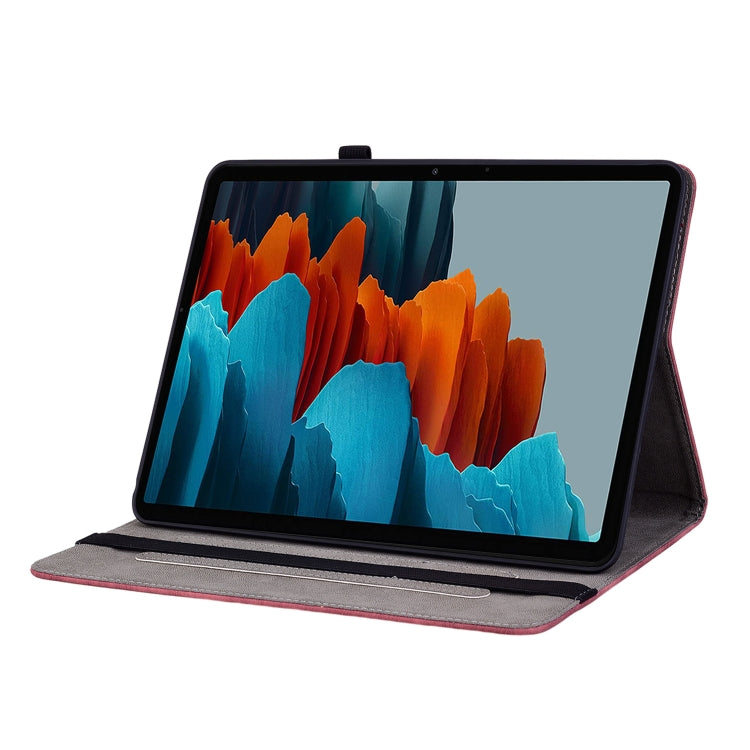 For Samsung Galaxy Tab S8+ / S7+ / S7 FE Butterfly Rose Embossed Leather Tablet Case(Red) by bashfashion