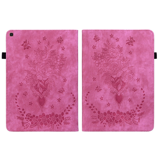 For Samsung Galaxy Tab A 10.1 2019 T510 Butterfly Rose Embossed Leather Tablet Case(Rose Red) by bashfashion