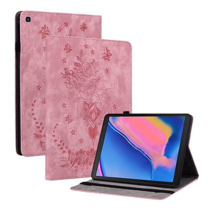 For Samsung Galaxy Tab A 8.0 2019 T290 Butterfly Rose Embossed Leather Tablet Case(Pink) by bashfashion