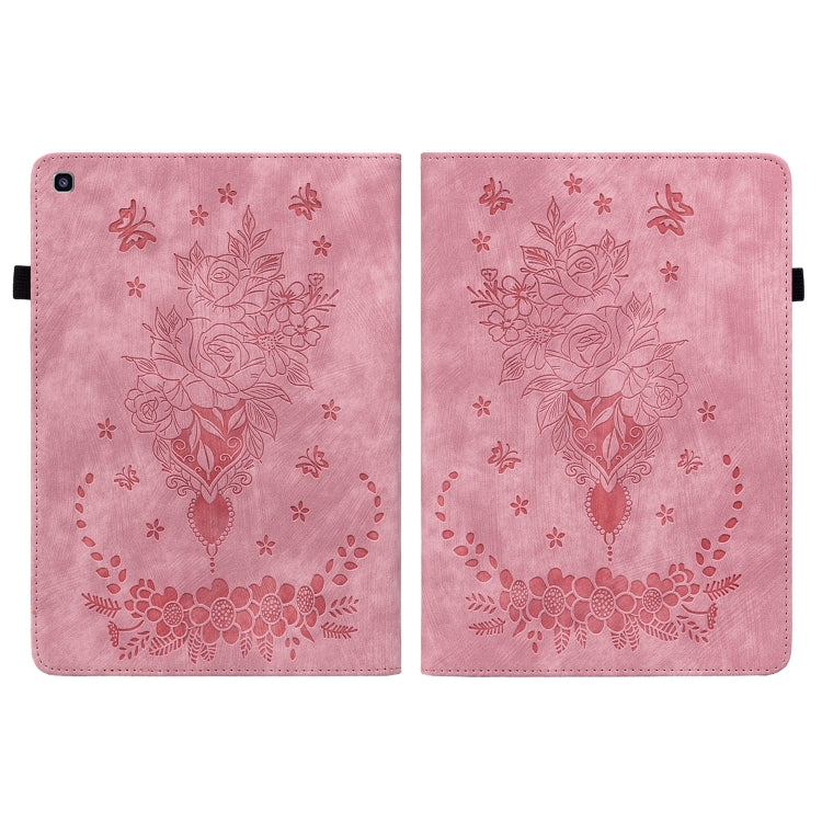 For Samsung Galaxy Tab A 8.0 2019 T290 Butterfly Rose Embossed Leather Tablet Case(Pink) by bashfashion