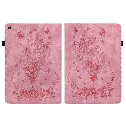 For Samsung Galaxy Tab A 8.0 2019 T290 Butterfly Rose Embossed Leather Tablet Case(Pink) by bashfashion