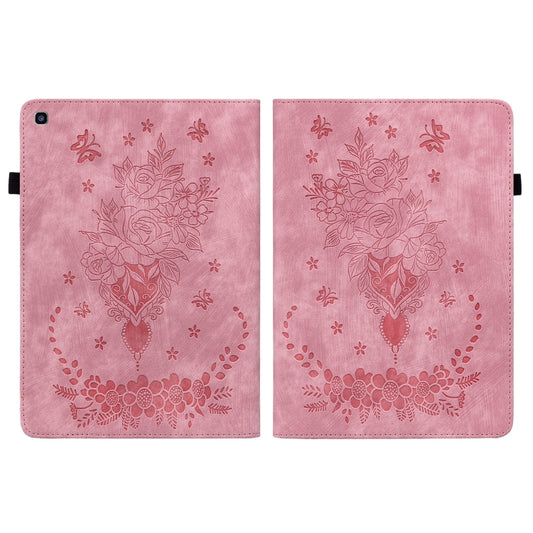 For Samsung Galaxy Tab A 8.0 2019 T290 Butterfly Rose Embossed Leather Tablet Case(Pink) by bashfashion