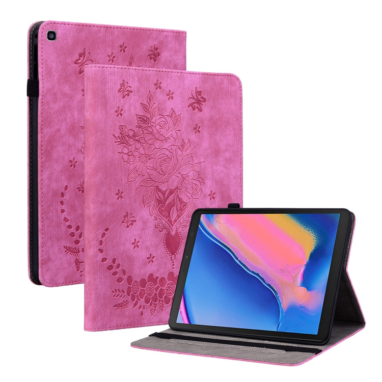 For Samsung Galaxy Tab A 8.0 2019 T290 Butterfly Rose Embossed Leather Tablet Case(Rose Red) by bashfashion