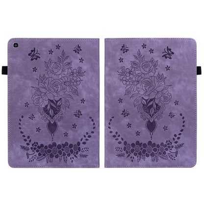 For Samsung Galaxy Tab A 8.0 2019 T290 Butterfly Rose Embossed Leather Tablet Case(Purple) by bashfashion
