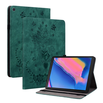 For Samsung Galaxy Tab A 8.0 2019 T290 Butterfly Rose Embossed Leather Tablet Case(Green) by bashfashion