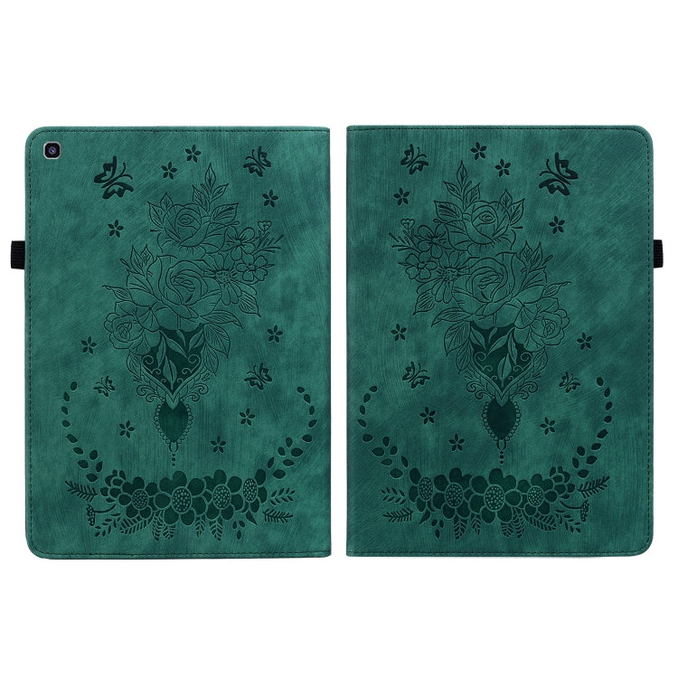 For Samsung Galaxy Tab A 8.0 2019 T290 Butterfly Rose Embossed Leather Tablet Case(Green) by bashfashion