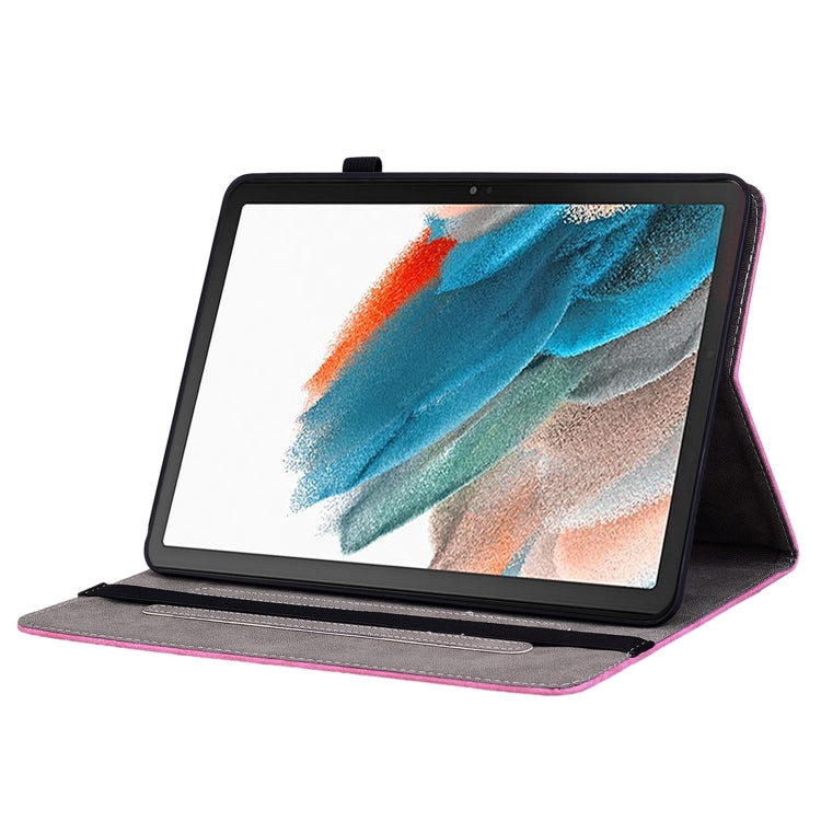 For Samsung Galaxy Tab А9+ Butterfly Rose Embossed Leather Tablet Case(Rose Red) by bashfashion