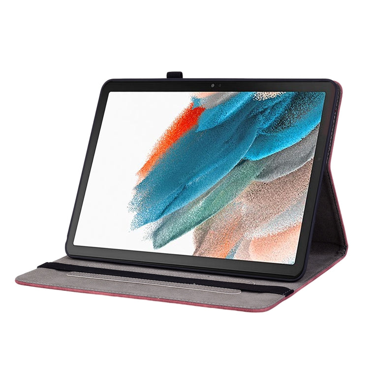 For Samsung Galaxy Tab А9+ Butterfly Rose Embossed Leather Tablet Case(Red) by bashfashion