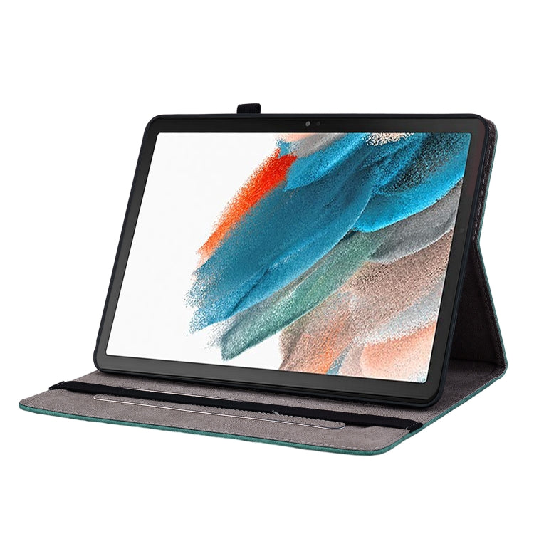 For Samsung Galaxy Tab А9+ Butterfly Rose Embossed Leather Tablet Case(Green) by bashfashion