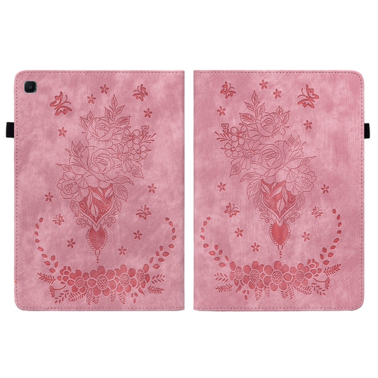 For Samsung Galaxy Tab S5e/T720/T725 Butterfly Rose Embossed Leather Tablet Case(Pink) by bashfashion