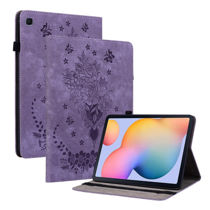 For Samsung Galaxy Tab S5e/T720/T725 Butterfly Rose Embossed Leather Tablet Case(Purple) by bashfashion