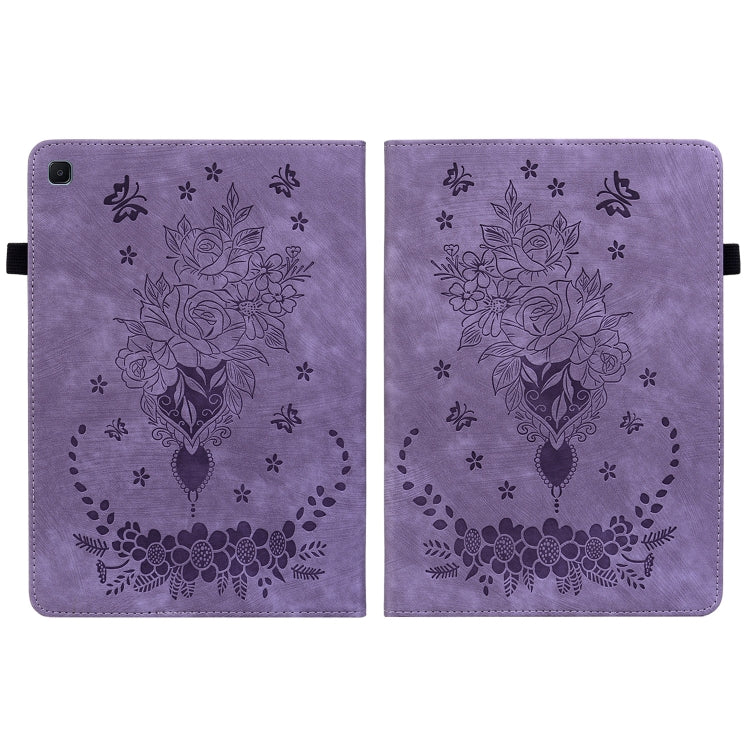 For Samsung Galaxy Tab S5e/T720/T725 Butterfly Rose Embossed Leather Tablet Case(Purple) by bashfashion