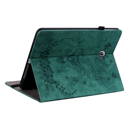 For Samsung Galaxy Tab A 10.1 2016/T580/T585 Butterfly Rose Embossed Leather Tablet Case(Green) by bashfashion