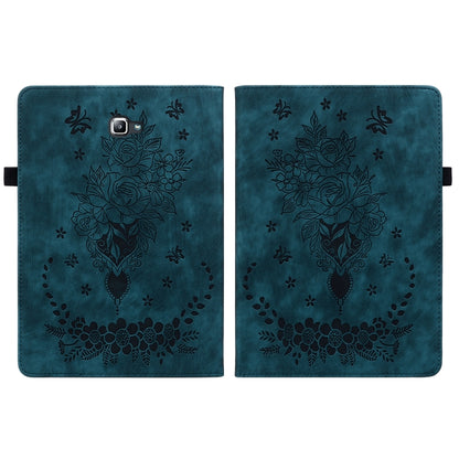 For Samsung Galaxy Tab A 10.1 2016/T580/T585 Butterfly Rose Embossed Leather Tablet Case(Dark Blue) by bashfashion