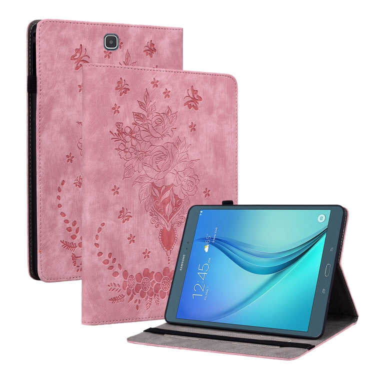 For Samsung Galaxy Tab A 9.7 T550 T555 Butterfly Rose Embossed Leather Tablet Case(Pink) by bashfashion