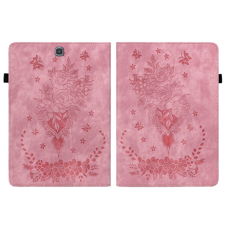 For Samsung Galaxy Tab A 9.7 T550 T555 Butterfly Rose Embossed Leather Tablet Case(Pink) by bashfashion