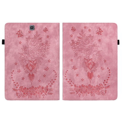 For Samsung Galaxy Tab A 9.7 T550 T555 Butterfly Rose Embossed Leather Tablet Case(Pink) by bashfashion